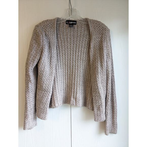 Company by Ellen Tracy Womens PS Petite Open Front Cardigan Sweater Beige Knit - Picture 1 of 4